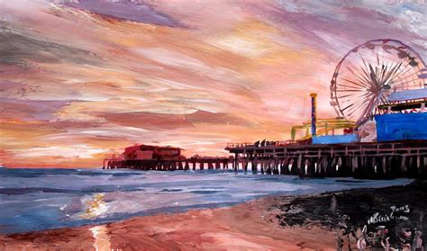 From santa monica to venice and everything in between there are so many beach activities to do and sites to see! Santa Monica Pier At Sunset Painting by M Bleichner