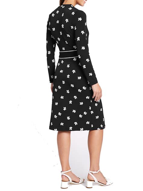 Marks And Spencer Mand5 Black Floral Print Wrap Midi Dress With Belt