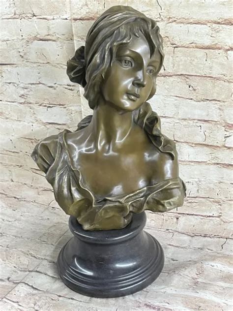 Elegant Original Signed Gerome Bronze Marble Nude Female Bust Sculpture