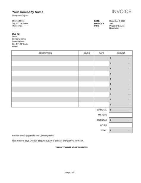 How To Make Invoice Template In Excel