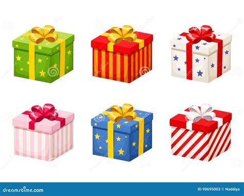 Set Of Colorful T Boxes With Bows Vector Illustration Stock Vector
