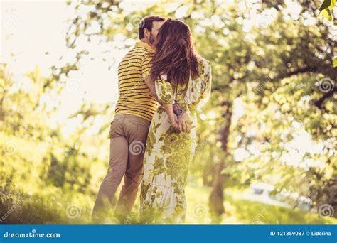 Couple Enjoy In Sunny Day Spring Season Stock Image Image Of Cheerful Back 121359087