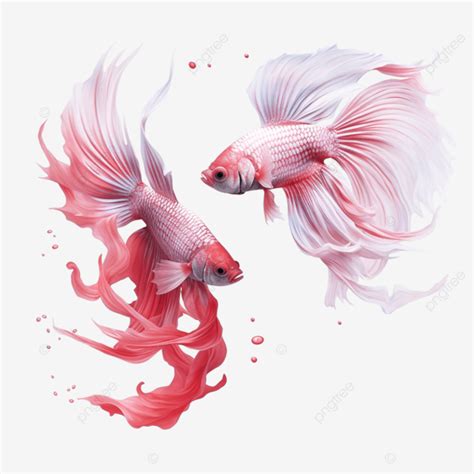 Swimming Couple Of Siamese Fighting Fish In Love Valentine Day Concept