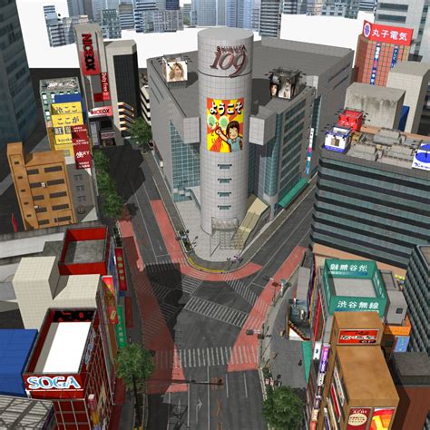 Japanese Streetscape Shibuya 109 3d Model Tomoplace In 2021 Japanese