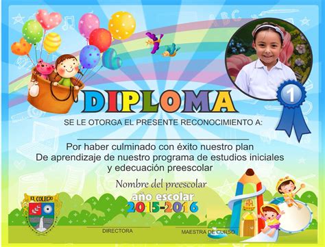 Diplomas De Preescolar A Color Diplomas Para Ninos Preescolar Diplomas