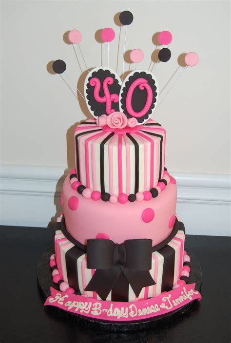 40th Birthday Cake Pink And Black 40th Birthday Cake In Pink And