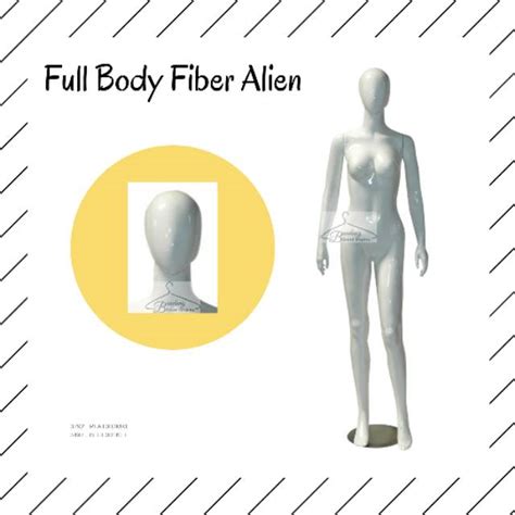 Patung Manekin Full Body Fiber Cewek Alien Putih Glossy Display Pakaian