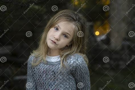Portrait Of A Seven Year Old Girl Stock Image Image Of Blond Park