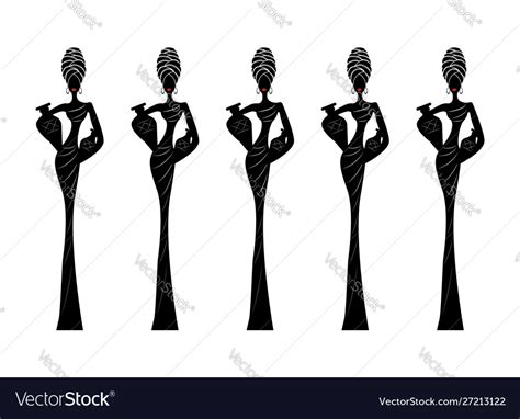 Silhouette Afro Women Beautiful African Woman Vector Image