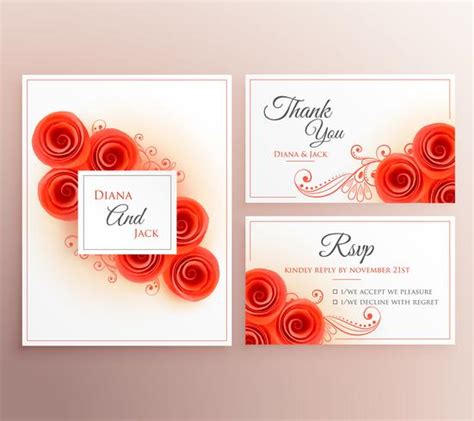 Beautiful Wedding Invitation Card With Rose Flower Template Download