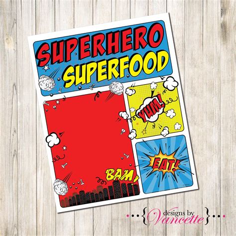 Superhero Food Sign Super Hero Food Sign Superhero Party Etsy