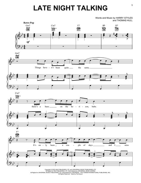 harry styles late night talking sheet music notes download printable pdf score 1133658