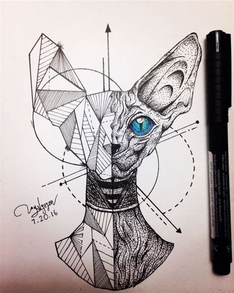 Cat Geometric Sphinx Cat Tattoo Designs Geometric Cat Tattoo Cat Tattoo