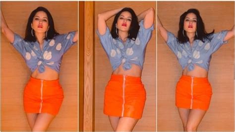 Sunny Leone Flaunts Her Curves In Cropped Shirt And Short Skirt Hindustan Times