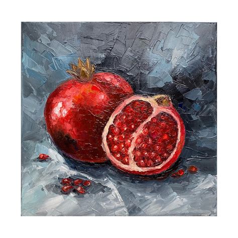 Pomegranate Painting Original Art Fruit Pomegranate Wall Art Etsy