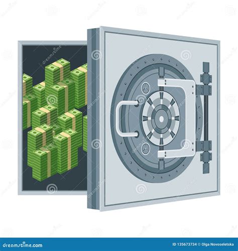 Bank Vault Door Flat Vector Cartoon Illustration Stock Vector