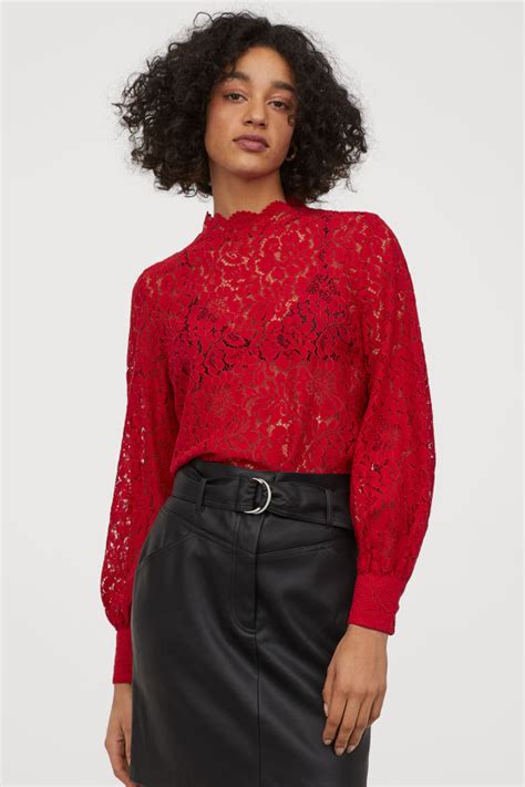 Lace Blouse Red Ladies Handm Us Red Lace Top Lace Blouse Red