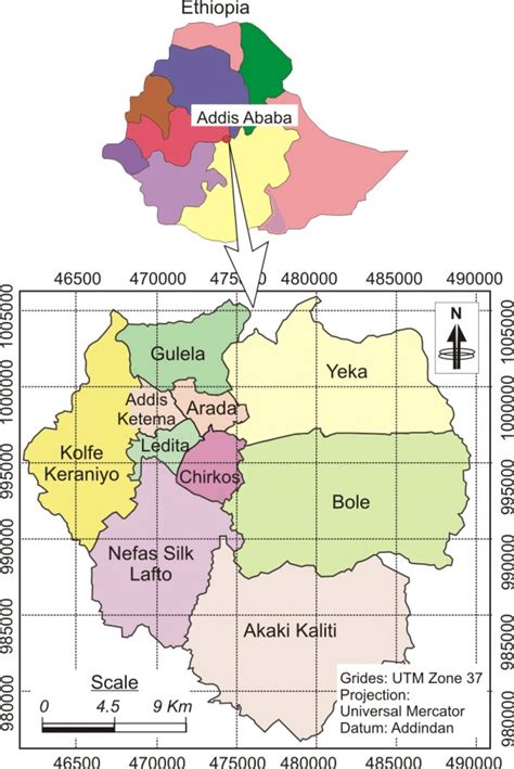 Location Map Of The Addis Ababa City Download Scientific Diagram