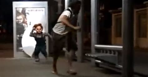 Video The Hilarious Moment Real Life Chucky Billboard Doll Comes To Life And Chases Terrified