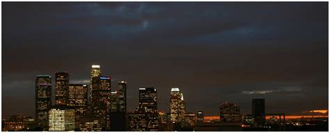 Downtown Los Angeles By Night Skyscraper Panorama