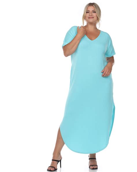 Blue Plus Size Short Sleeve Maxi Dress