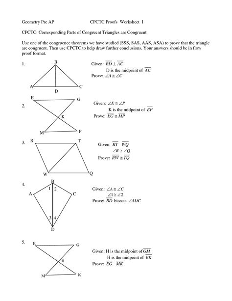 Geometry Triangle Proofs Worksheets