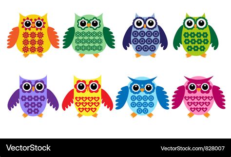 Colorful Owls Royalty Free Vector Image Vectorstock