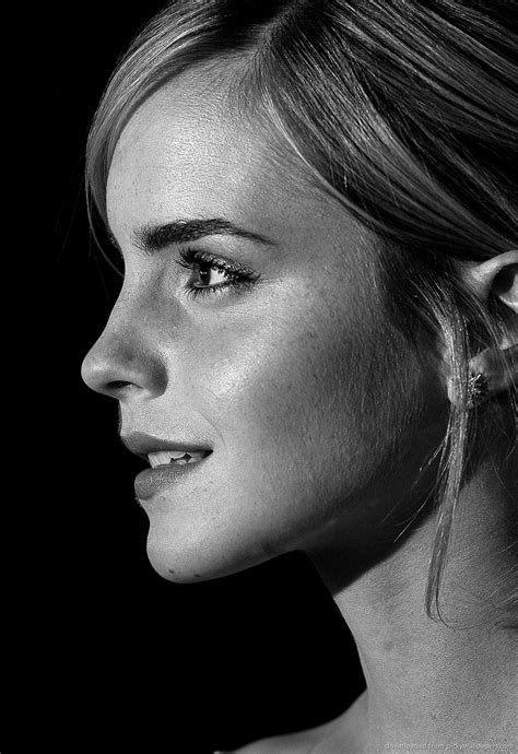 Emma Watson Black And White Profile On The Side