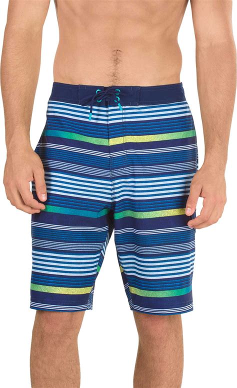 Speedo Mens Ingrain Stripe E Board Swim Shorts Blue Swim Shorts