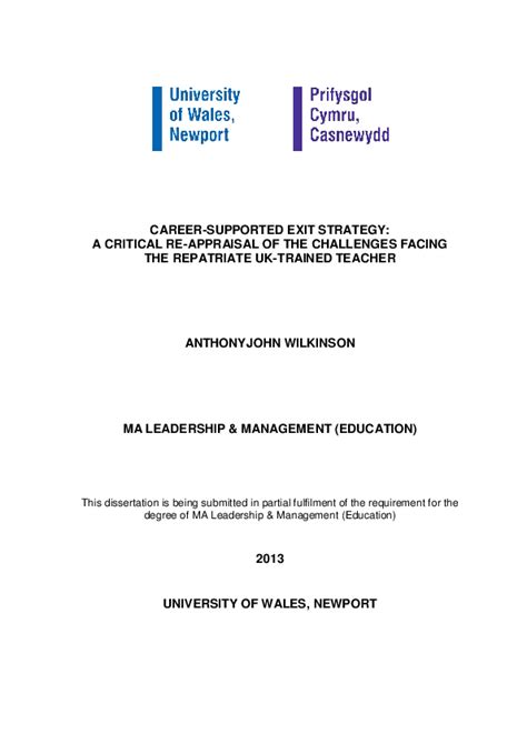 Pdf Career Supported Exit Strategy A Critical Re Appraisal Of The Challenges Facing The