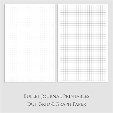 Bullet Journal Dot Grid And Graph Paper Printables Half Page Etsy
