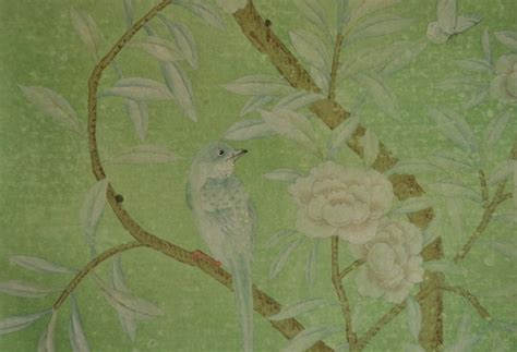 Hand Painted Wallpaper Chinoiserie Wallpaper Silk Wallpaper