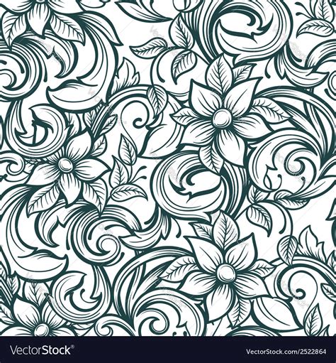 Seamless Floral Hand Draw Pattern Royalty Free Vector Image