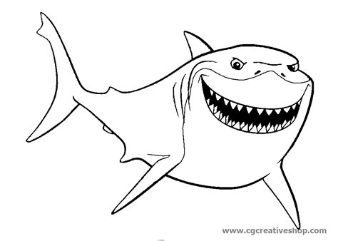 10 disegni di squali facili da colorare per bambini più piccoli. Bruto lo squalo di 'Alla ricerca di Nemo', disegno da ...