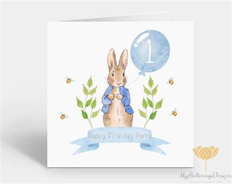 Personalised Peter Rabbit Birthday Card 1st Birthday Card Etsy