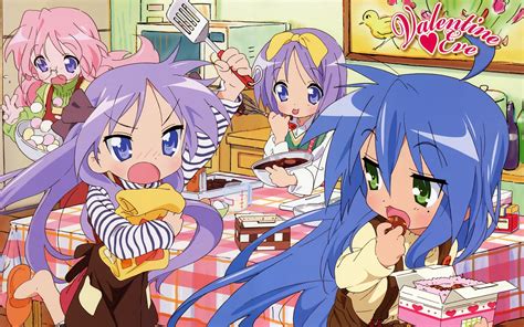 Konata Hair Tsukasa Lucky Miyuki Blue Hiiragi Food Valentine Eyes Star 1080p Izumi
