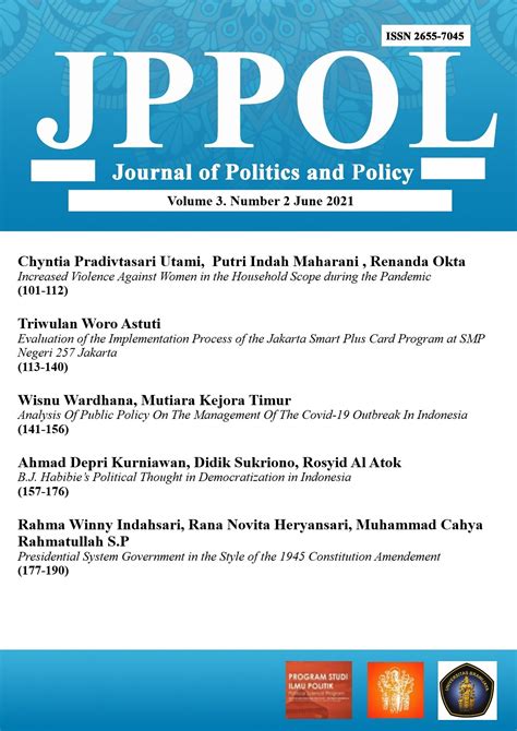 Vol 3 No 2 2021 Journal Of Politics And Policy