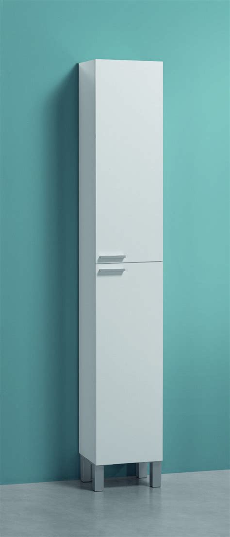 Koncept Tall Narrow Bathroom Cupboard Storage Cabinet Soft Gloss White