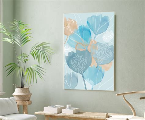 Soft Blue And Duck Egg Abstract Floral Painting Blue Beach Etsy