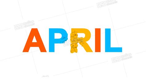 Name Of The Month April From Letters Of Different Colors Appears Behind