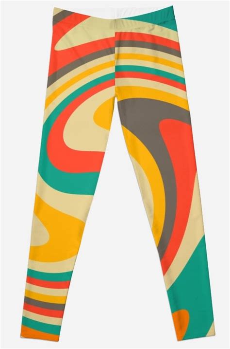 Retro Swirl 70s Colors Abstract Leggings By Trajeado14 Abstract
