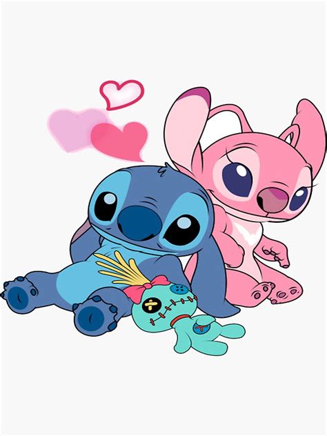 Stitch And Angel Love Sticker For Sale By Tepperp123 Redbubble