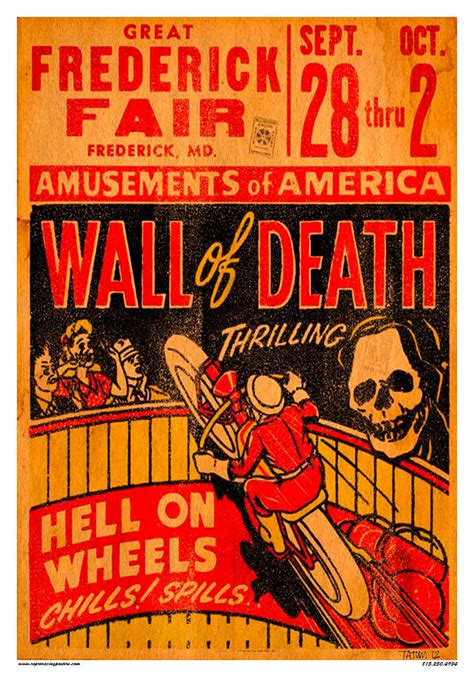 Vintage Reproduction Racing Poster Motorcycle Wall Of Death Etsy