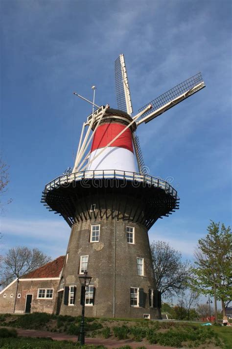 Windmill Museum In Dutch Flag Leiden Netherlands Editorial Stock Image Image Of Holland