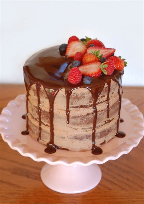 Naked Chocolate Cake With Nutella Buttercream Frosting Chocolate Ganache And Fresh Fruit