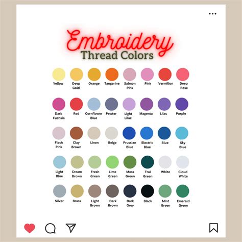 Embroidery Thread Color Chart Brothread Color Chart Brother Etsy