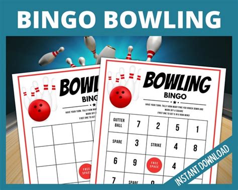 Printable Bowling Bingo Card Kids Bowling Party Party Game Cards For
