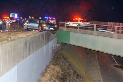 Wrong Way Crash Leaves Car Hanging Over Bridge On I 495 In Riverhead