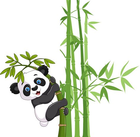 Giant Panda Bear Cuteness Panda With Bamboo Cartoon Free