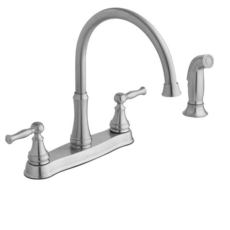 Standard design mounts on the sink or countertop. Glacier Bay Fairway 2-Handle Standard Kitchen Faucet with ...